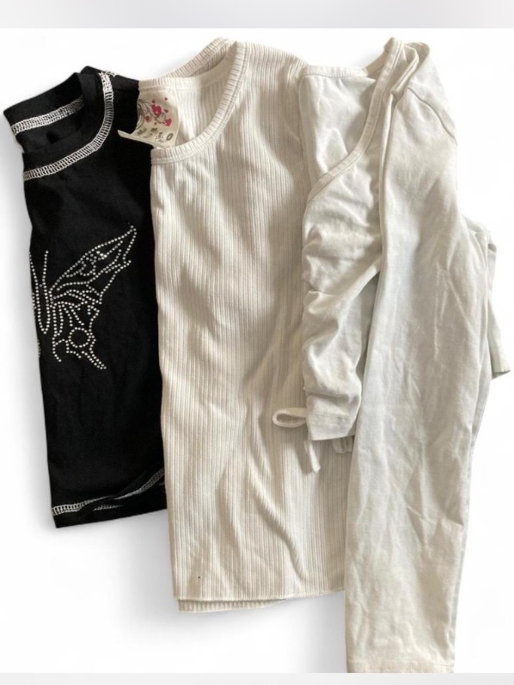 Kids Long Sleeve Ribbed Top - Cream